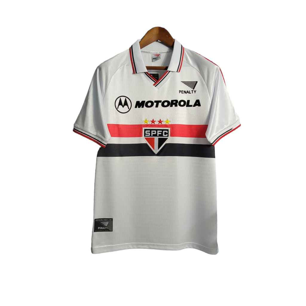 Camisa São Paulo I 2000 - Retrô Penalty - Branca com símbolo da Motorola