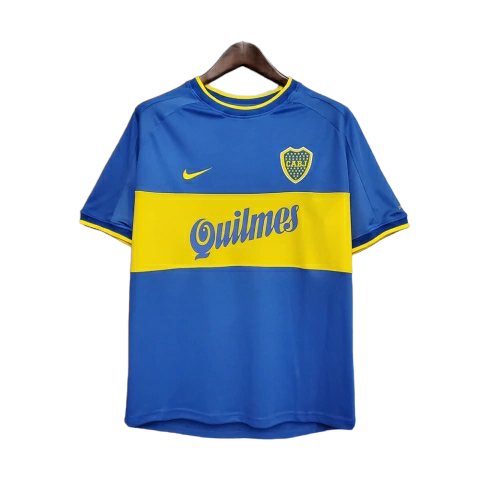 Camisa Boca Juniors I 1999/2000 - Retrô Nike - Azul com detalhes em amarelo