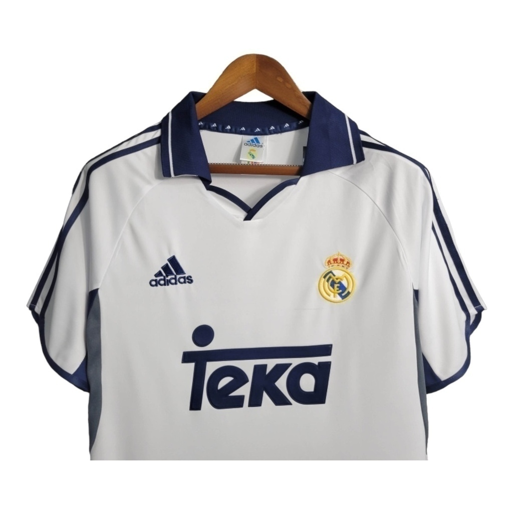 Camisa Real Madrid I 2000/2001 - Retrô Adidas - Branca com detalhes em azul