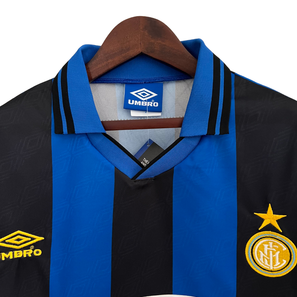 Camisa Inter de Milão I 1995/1996 - Retrô Umbro - Azul e preta