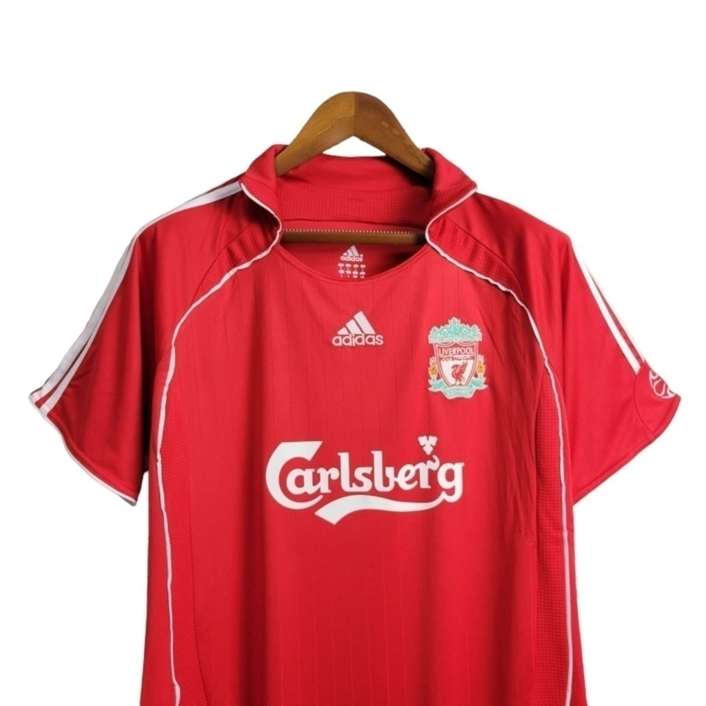 Camisa Liverpool I 2006/2007 - Retrô Adidas - Vermelha com detalhes em branco