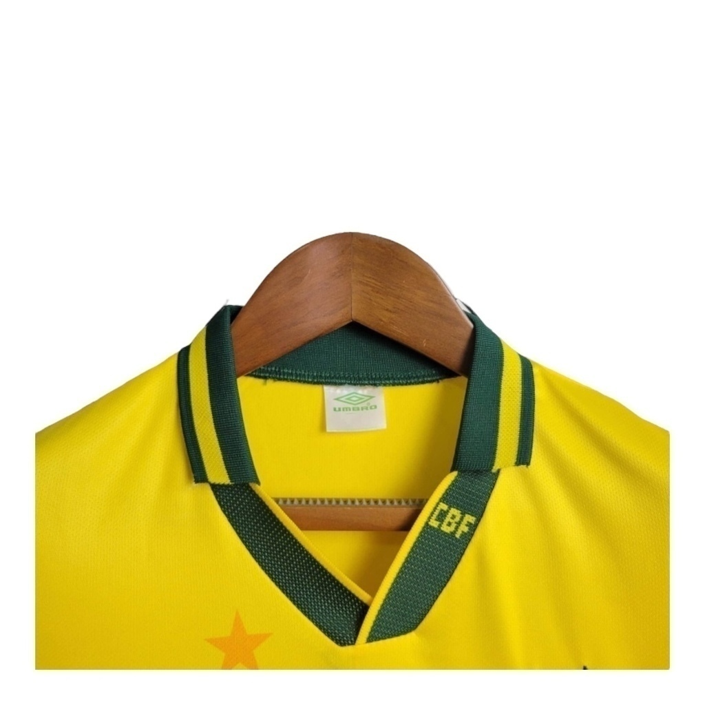 Conjunto Infantil Seleção Brasileira 1994 - Retrô Umbro - Amarelo