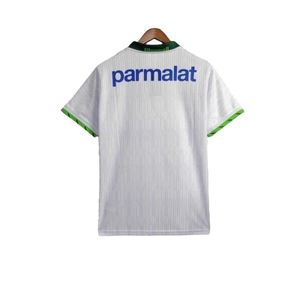 Camisa Palmeiras II 1996 - Retrô Rhumel - Branca com detalhes em verde com patrocínio Parmalat