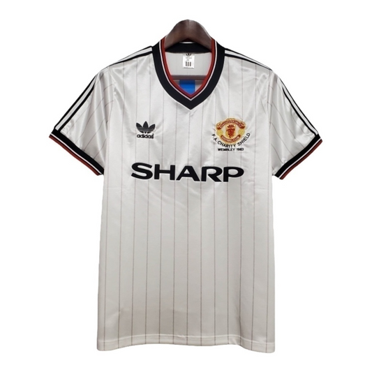 Camisa Manchester United II 1983 - Retrô Adidas - Branca com detalhes em vermelho e preto