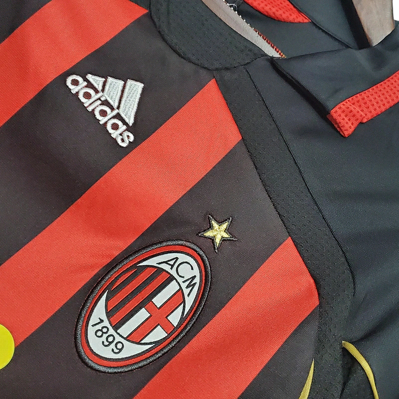 Camisa AC Milan I 2006/2007 - Retrô Adidas - Vermelha e preta