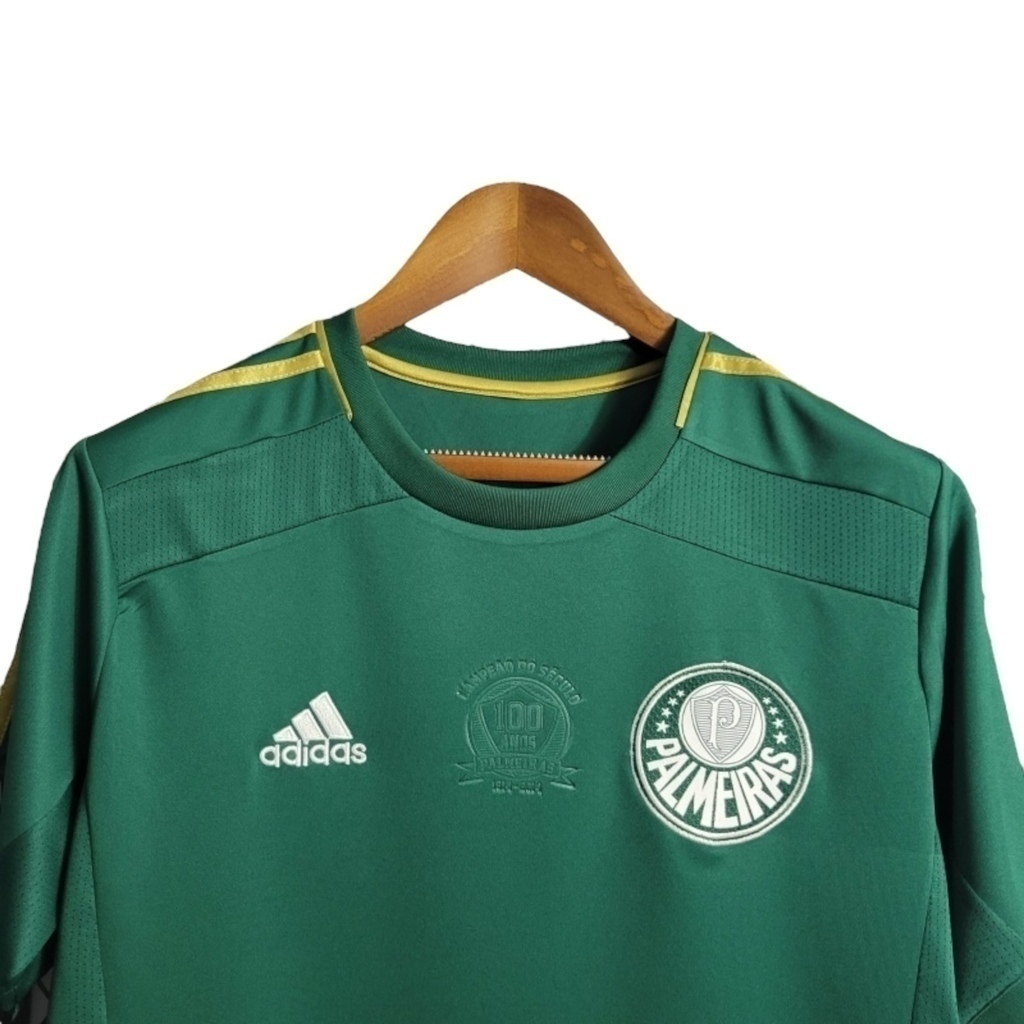 Camisa Palmeiras Edição Aniversário de 100 Anos 2014/2015 - Retrô Adidas - Verde com detalhes em dourado