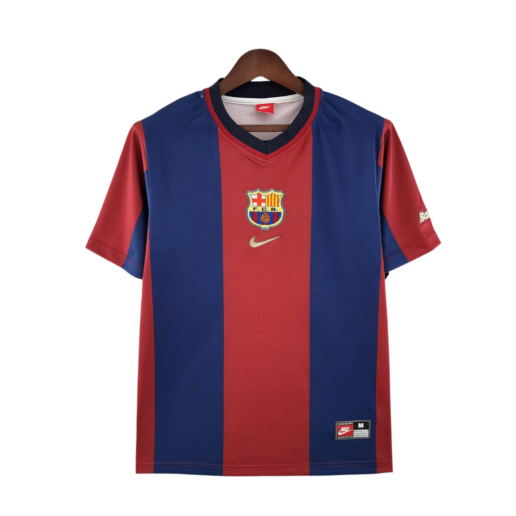 Camisa Barcelona I 1998/1999 - Retrô Nike - Azul e Grená