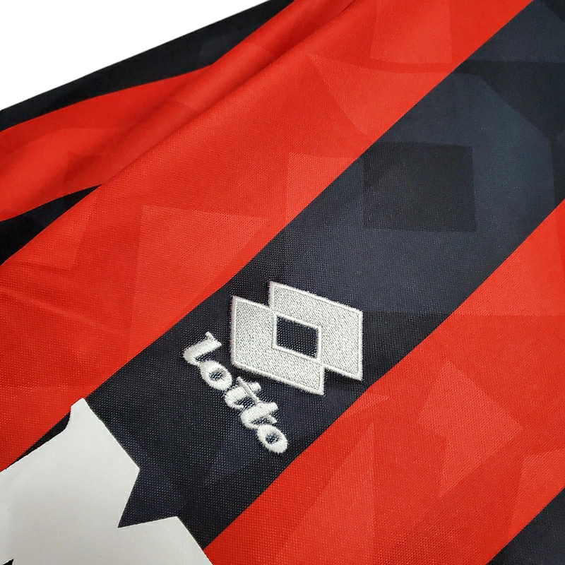 Camisa AC Milan I 1993/1994 - Retrô Lotto - Vermelha e preta