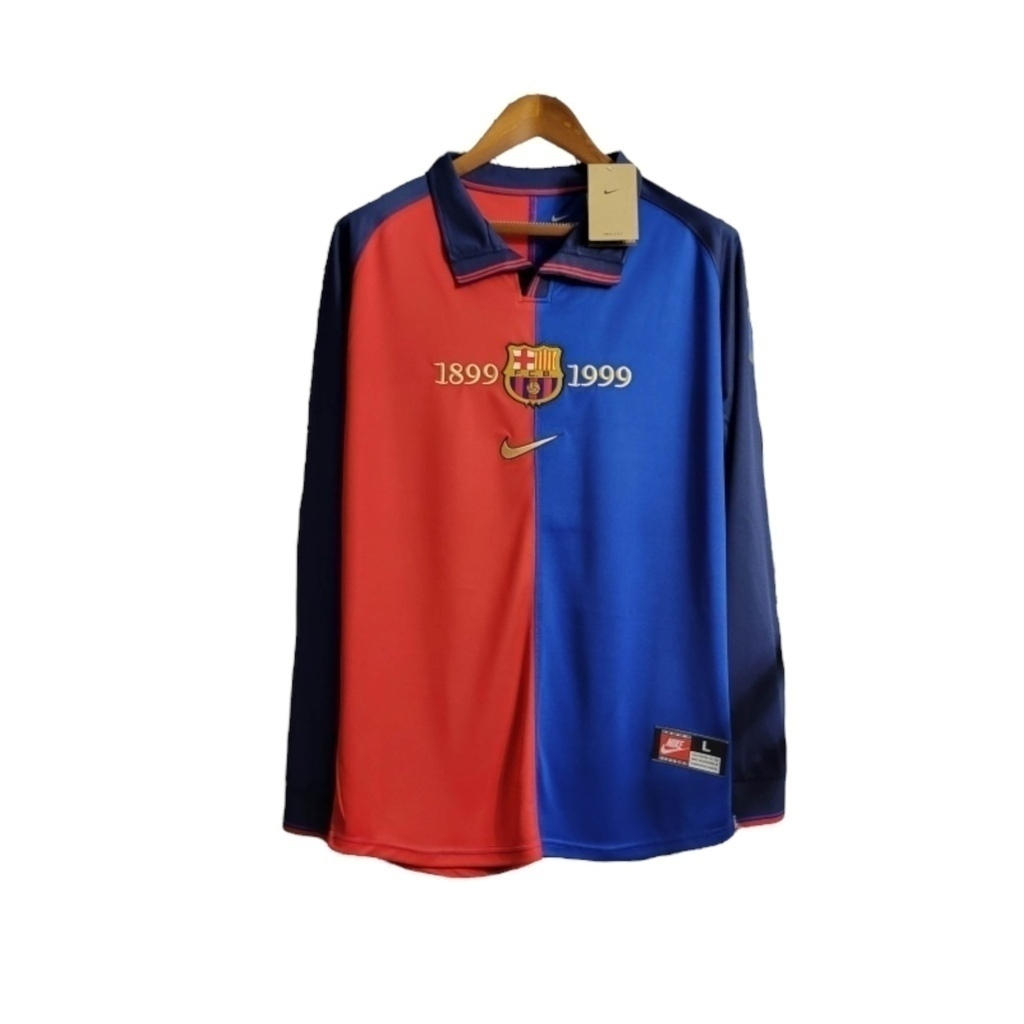 Camisa Barcelona Edição Centenário 1998/1999 Manga Longa - Retrô Nike - Azul e vermelha