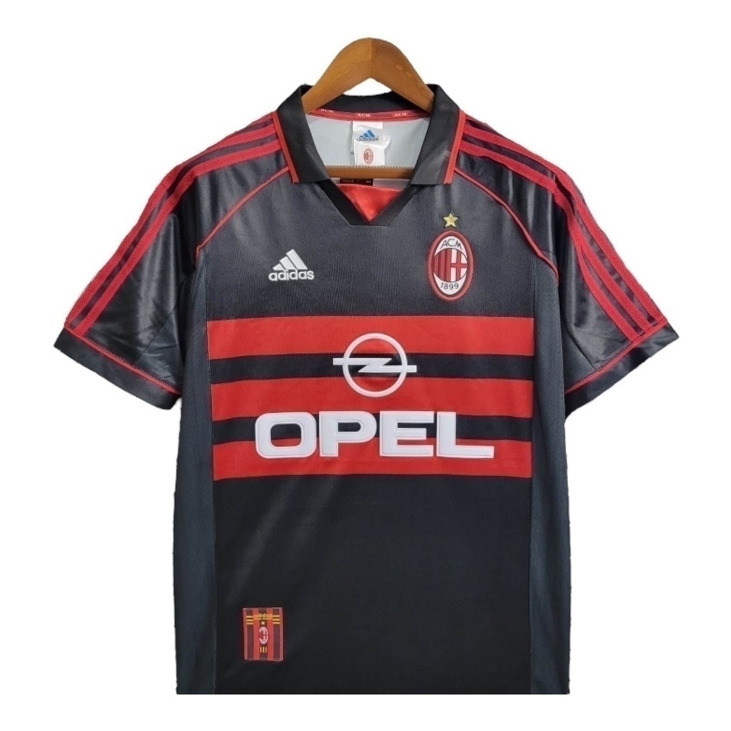 Camisa AC Milan III 1998/1999 - Retrô Adidas - Preta com detalhes em vermelho