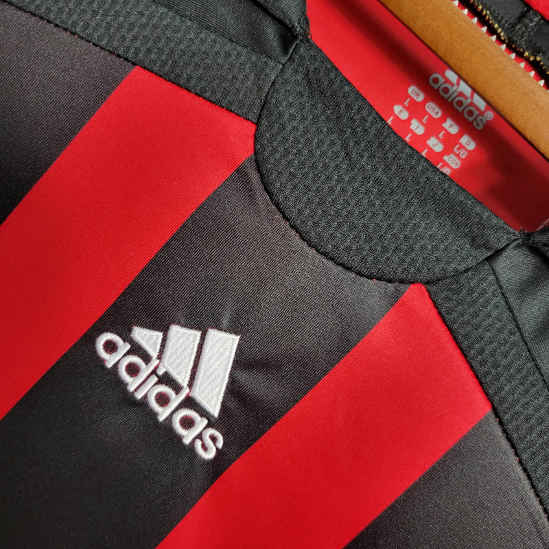 Camisa AC Milan I 2006/2007 Manga Longa - Retrô Adidas - Preta e vermelha