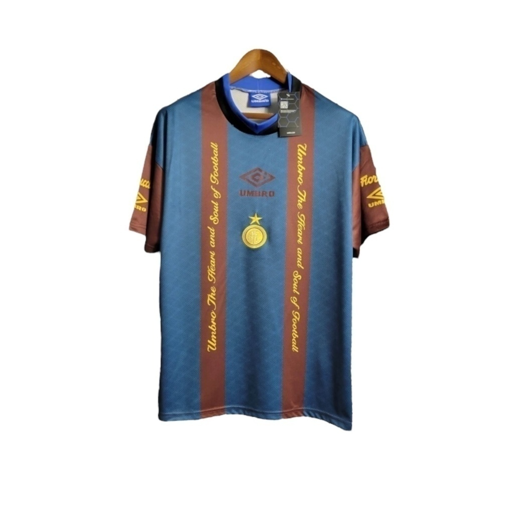 Camisa Inter de Milão Treino 1994/1995 - Retrô Umbro - Marrom e cinza