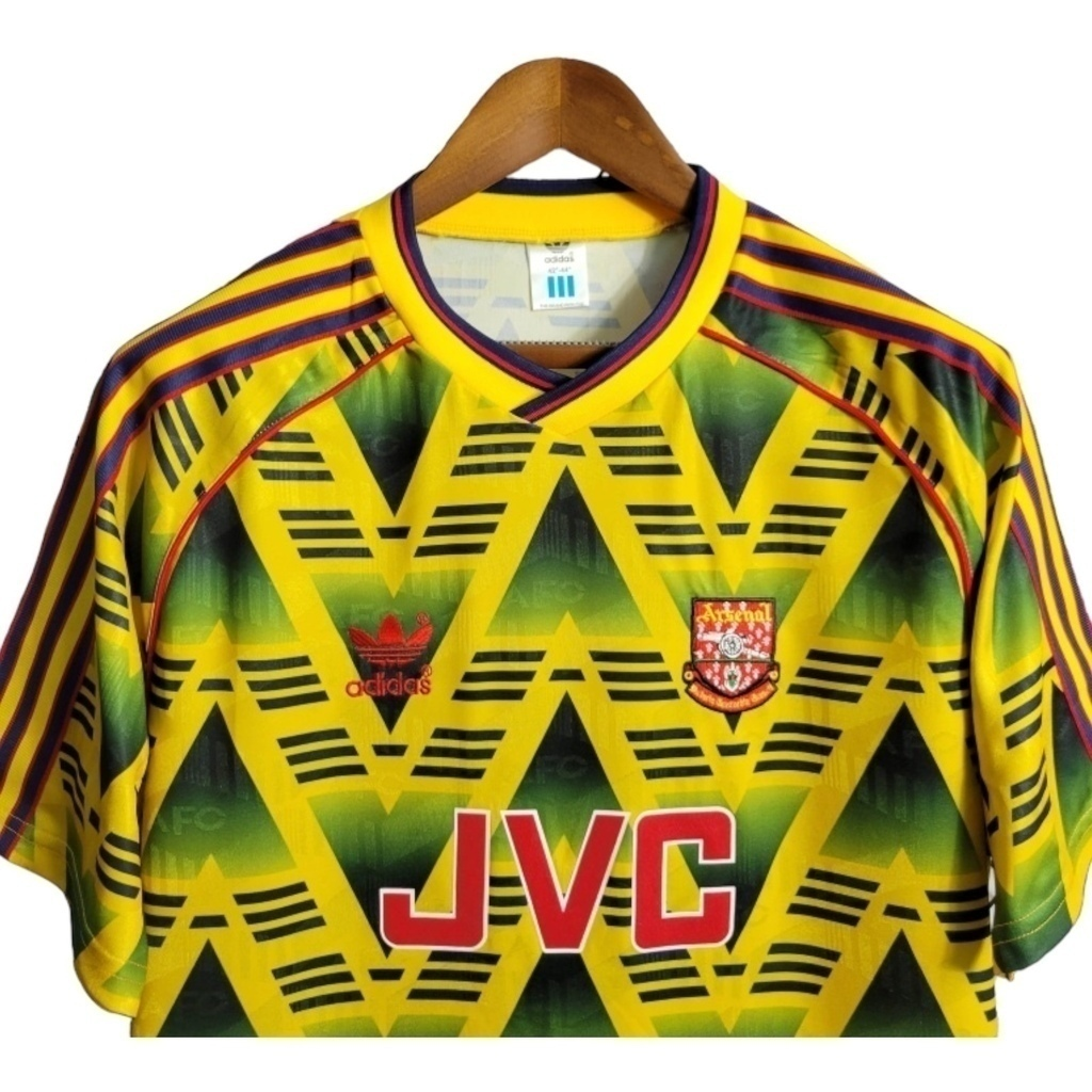 Camisa Arsenal II 1991/1993 - Retrô Adidas - Amarela com detalhes em verde e vermelho