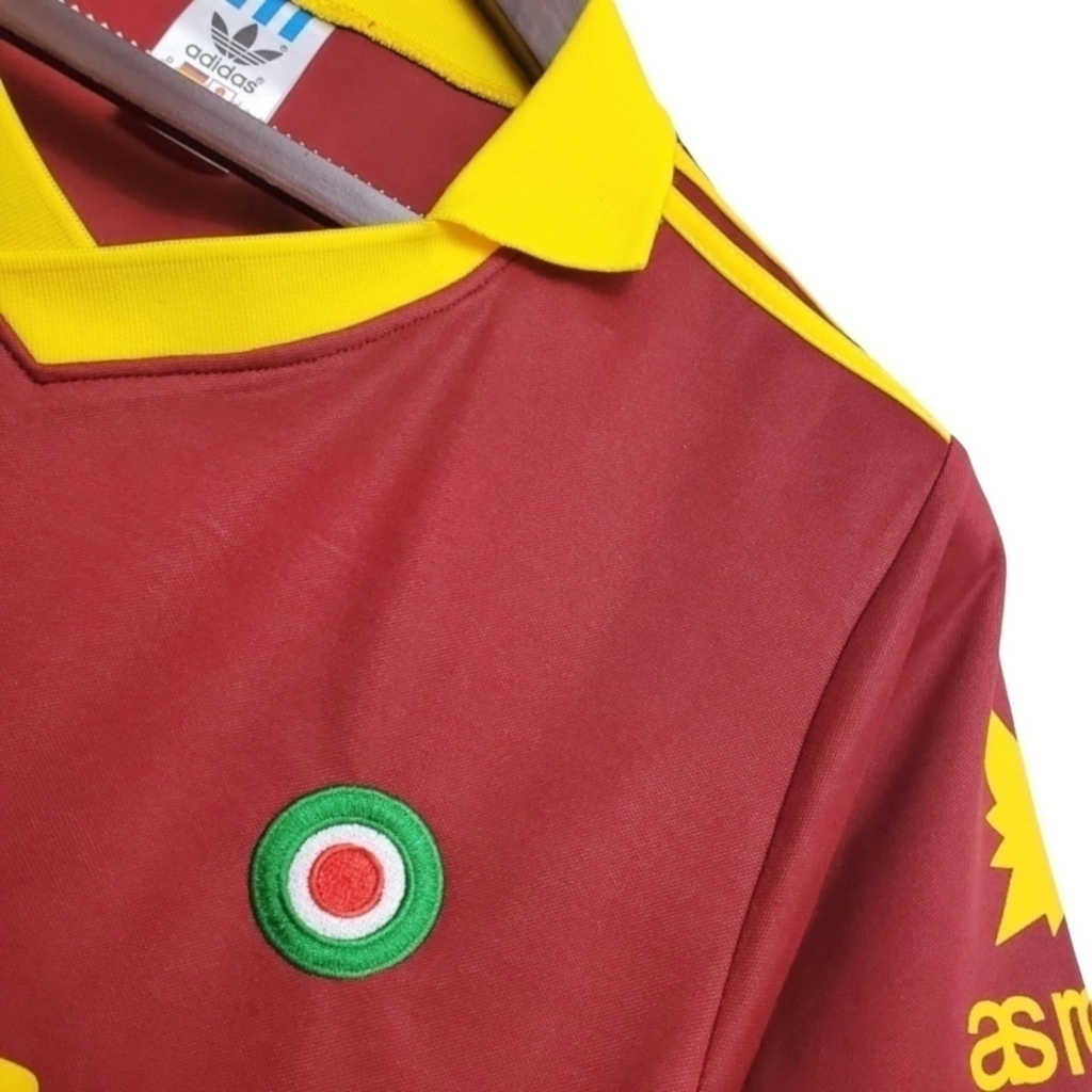 Camisa Roma I 1991/1992 - Retrô Adidas - Vermelha com detalhes em amarelo