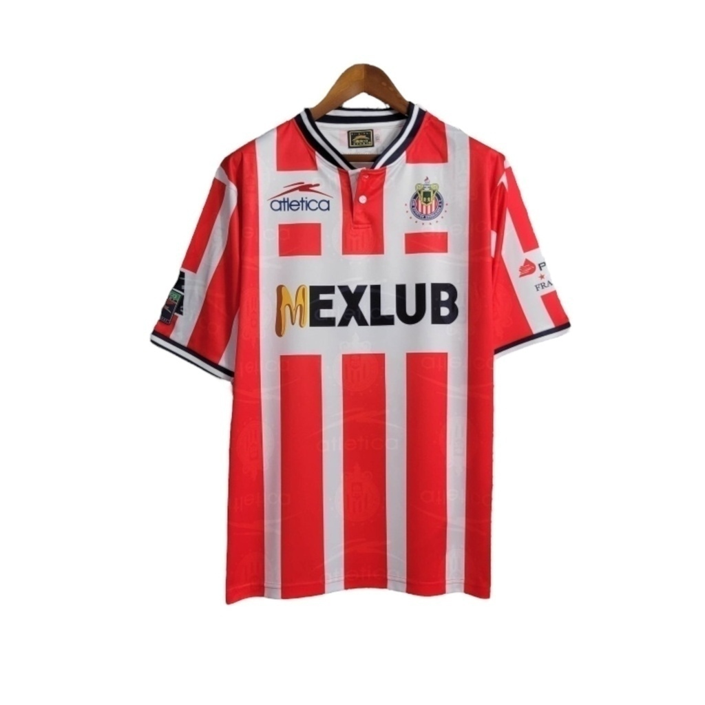 Camisa Chivas Guadalajara I 1994/1995 - Retrô Atlética - Branca com detalhes em vermelho e azul com todos os patrocínios