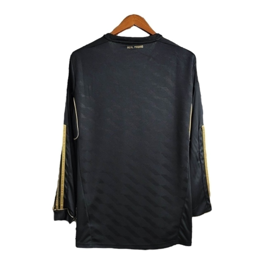Camisa Real Madrid II 2011/2012 Manga Longa - Retrô Adidas - Preta com detalhes em dourado