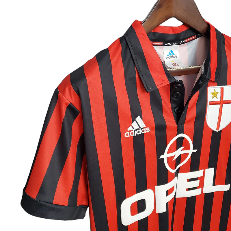 Camisa AC Milan I 1999/2000 - Retrô Adidas - Vermelha e preta