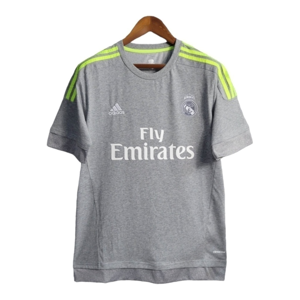 Camisa Real Madrid II 2015/2016 - Retrô Adidas - Cinza com detalhes em verde limão