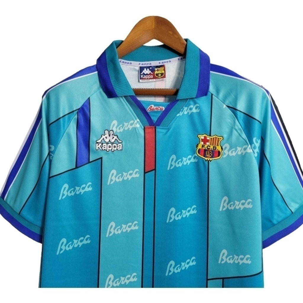 Camisa Barcelona II 1995/1997 - Retrô Kappa - Azul com detalhes em vermelho