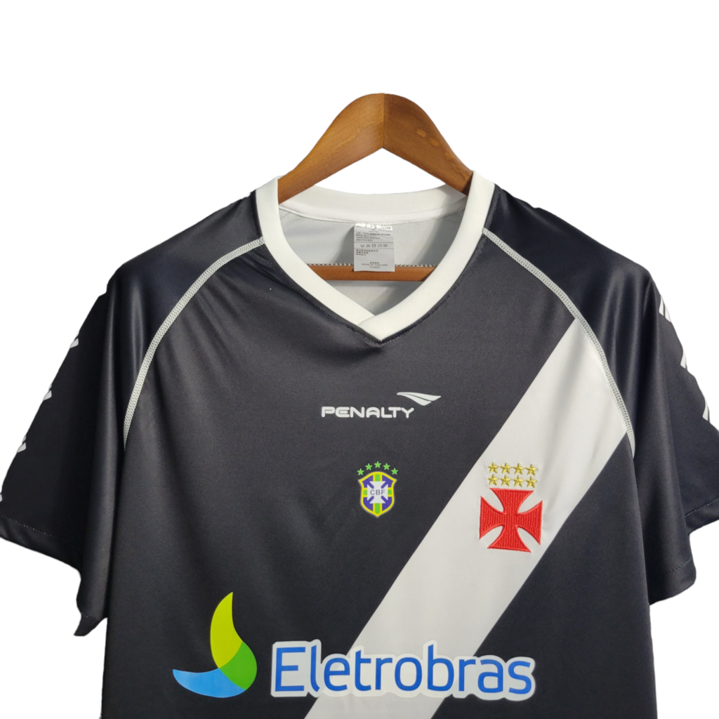 Camisa Vasco da Gama I 2010 - Retrô Penalty - Preta com detalhes em branco e com patrocínio