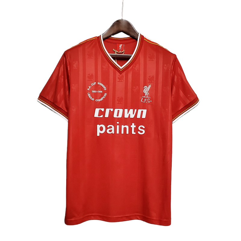 Camisa Liverpool 1985/1986 - Retrô - Vermelha com detalhes em branco