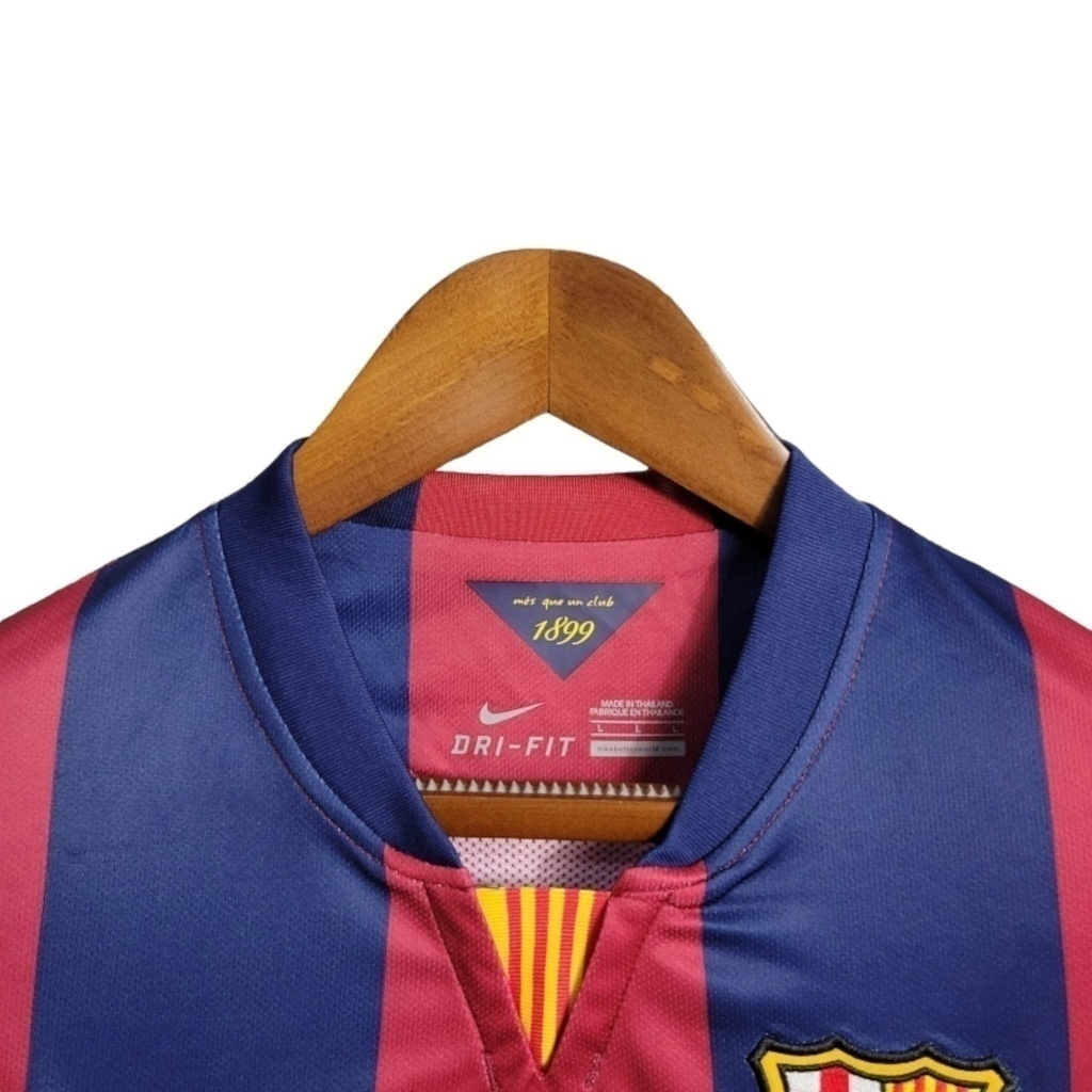 Camisa Barcelona I 2014/2015 Manga Longa - Retrô Nike - Azul e vermelha