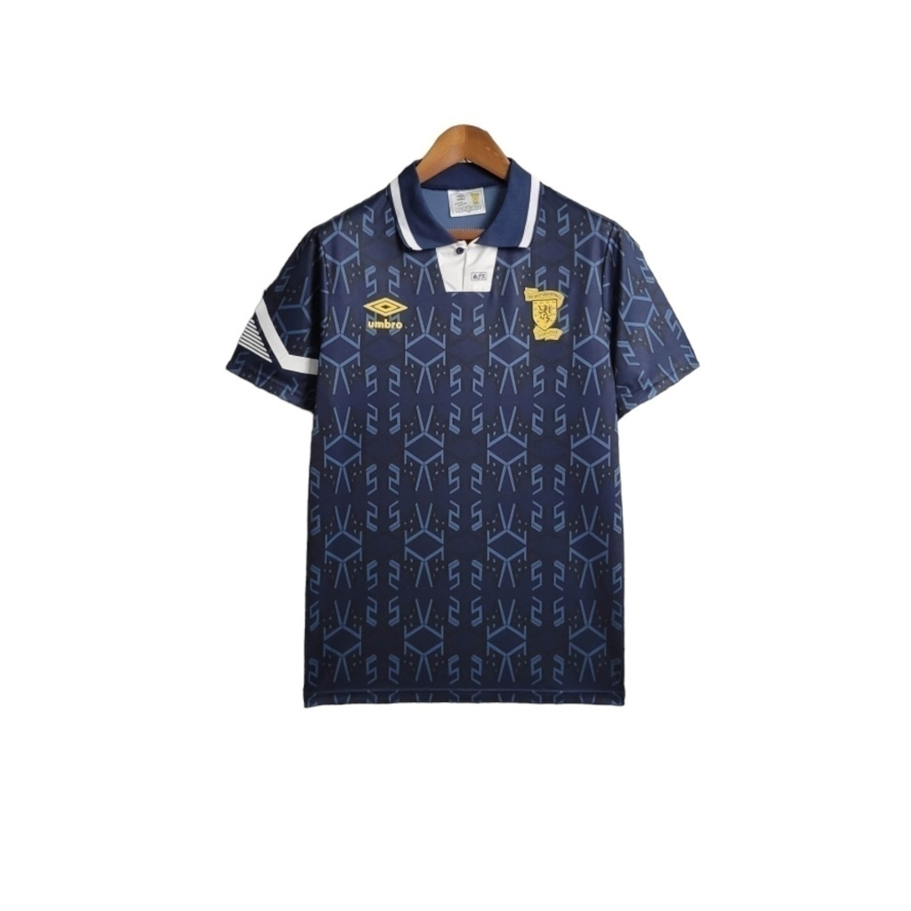 Camisa Seleção da Escócia II 1992/1993 - Retrô Umbro - Azul com detalhes em branco