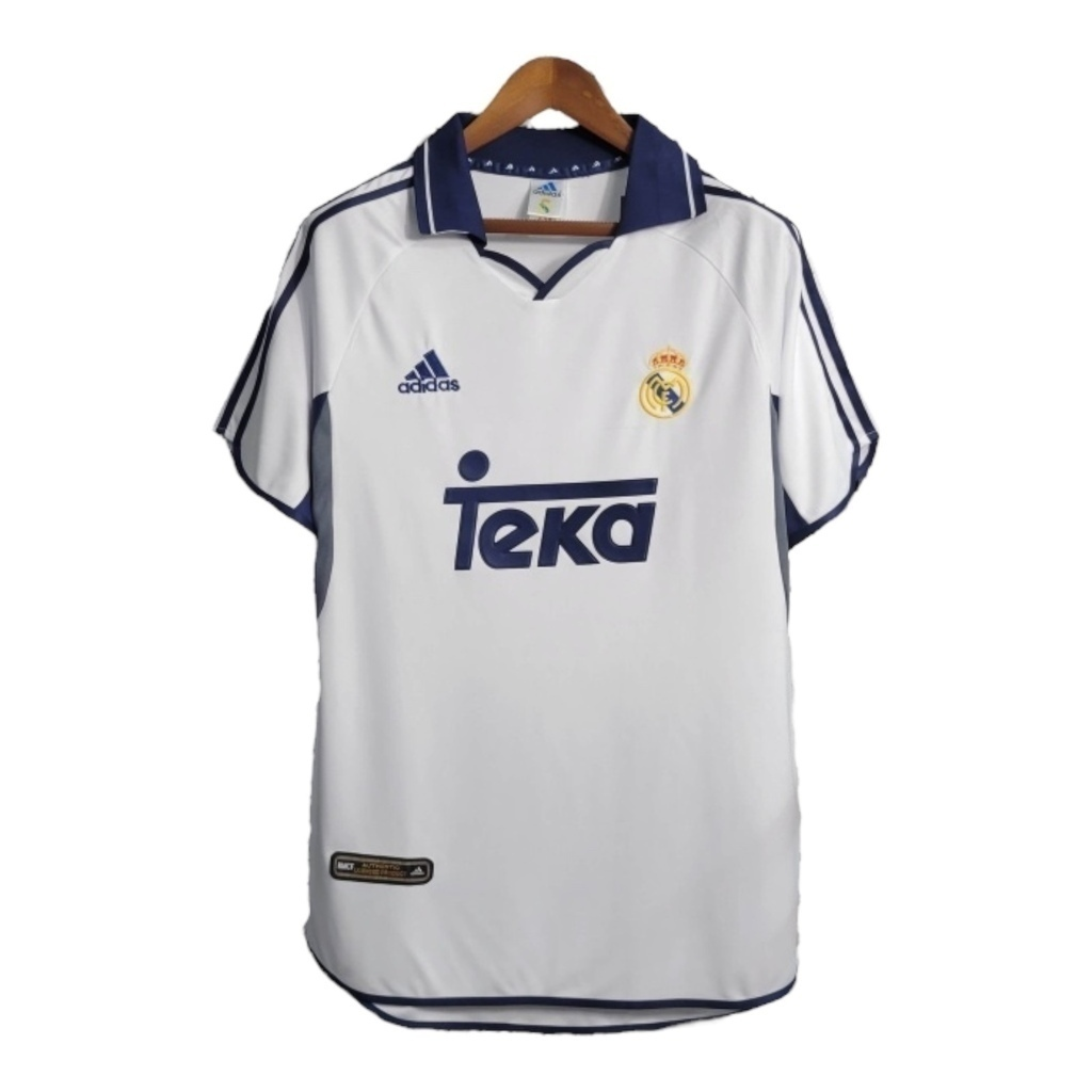 Camisa Real Madrid I 2000/2001 - Retrô Adidas - Branca com detalhes em azul