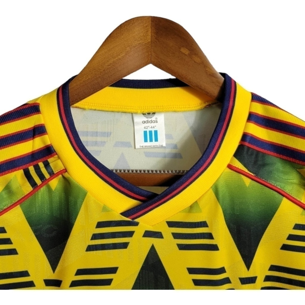 Camisa Arsenal II 1991/1993 - Retrô Adidas - Amarela com detalhes em verde e vermelho