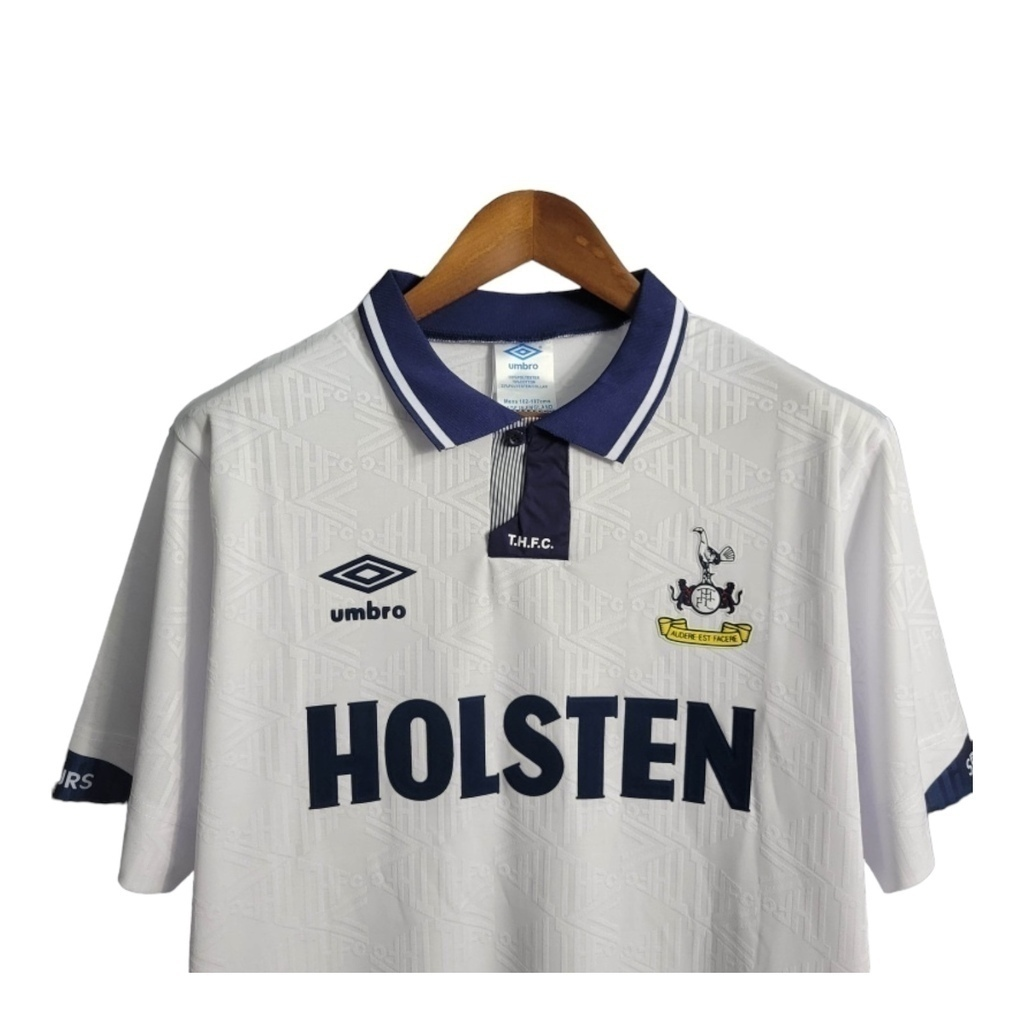 Camisa Tottenham I 1991/1993 - Retrô Umbro - Branca com detalhes em azul