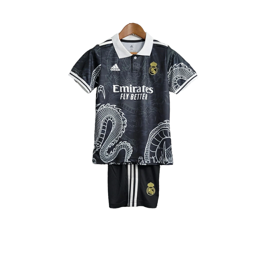 Conjunto Infantil Real Madrid II 2014/2015 - Retrô Adidas - Preto