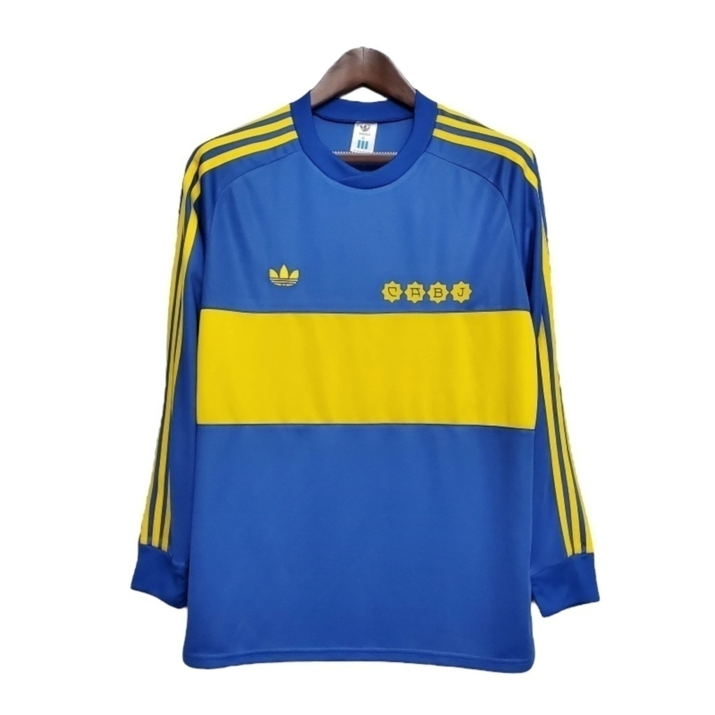 Camisa Boca Juniors I 1981 Manga Longa - Retrô Adidas - Azul com detalhes em amarelo