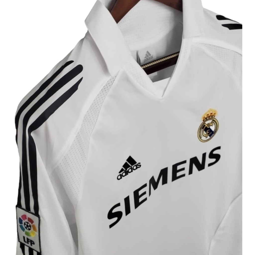 Camisa Real Madrid I 2005/2006 - Retrô Adidas - Branca com detalhes em preto