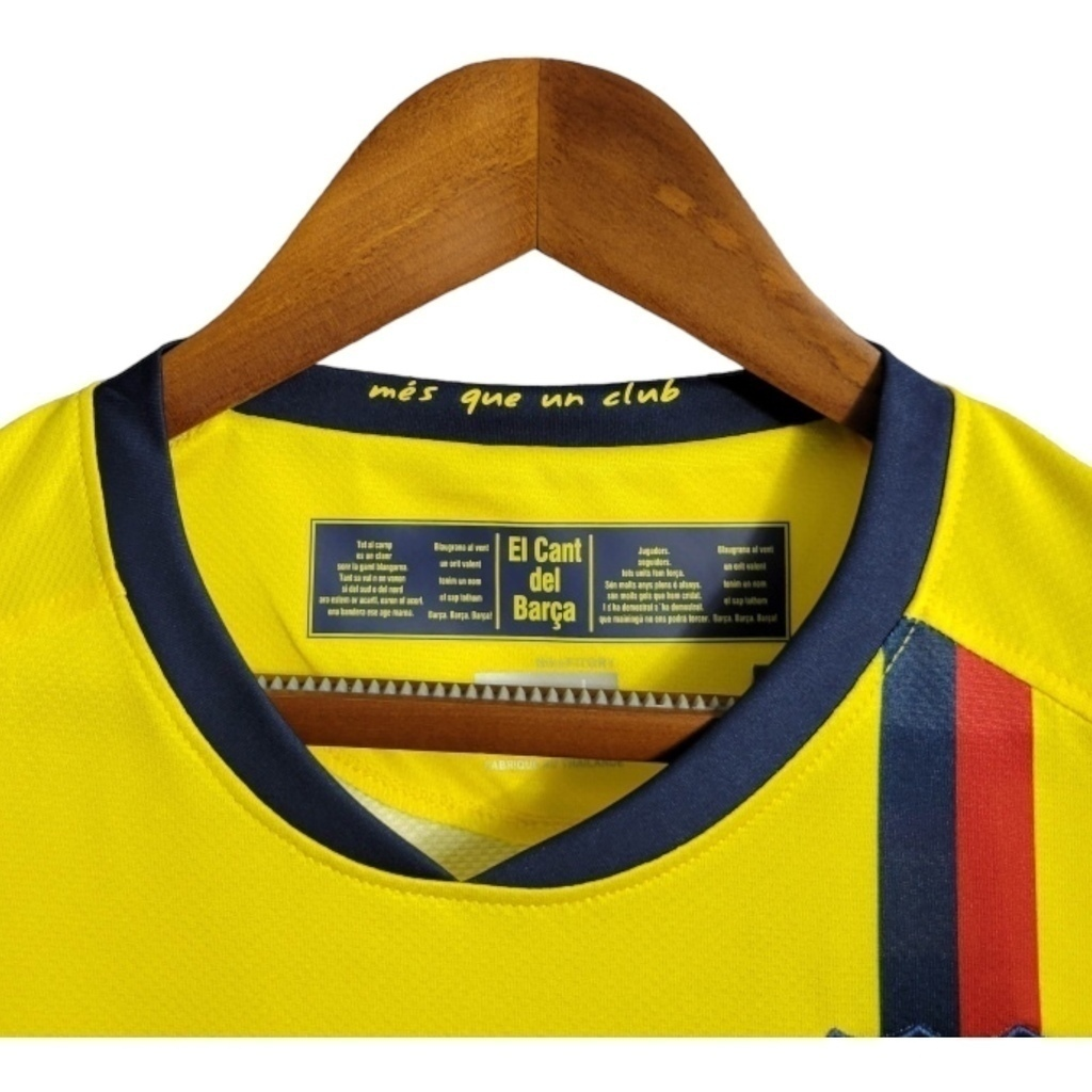 Camisa Barcelona II 2008/2009 - Retrô Nike - Amarela com detalhes em azul e vermelho