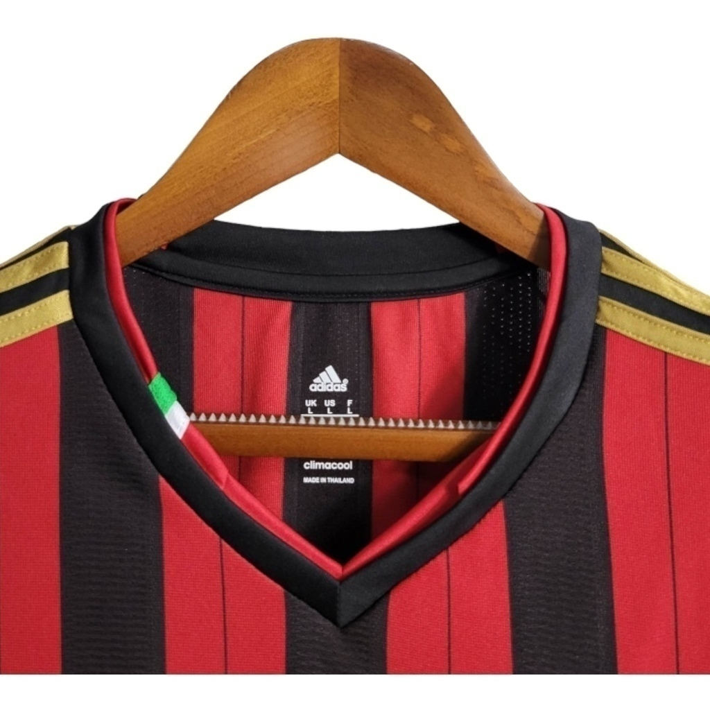 Camisa AC Milan 2013/2014 Manga Longa - Retrô Adidas - Preta e vermelha com detalhes em dourado