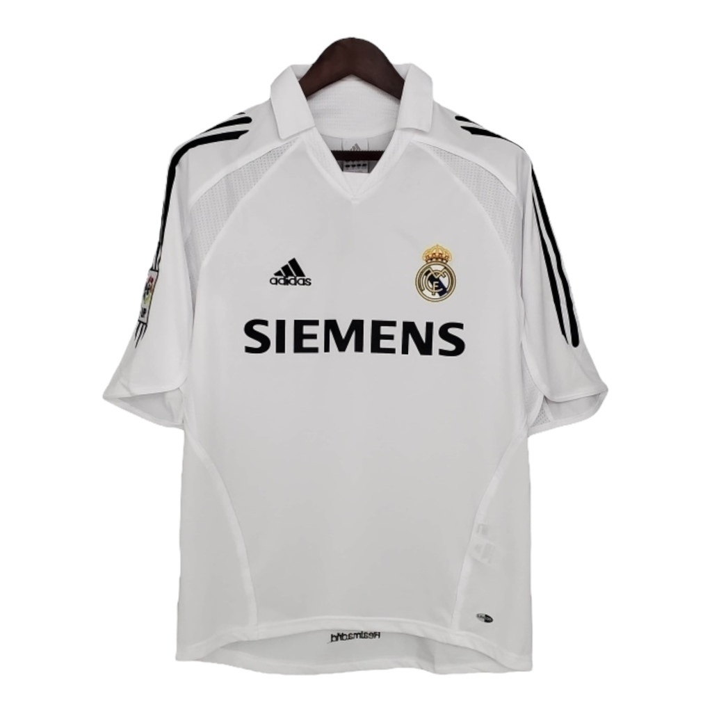 Camisa Real Madrid I 2005/2006 - Retrô Adidas - Branca com detalhes em preto