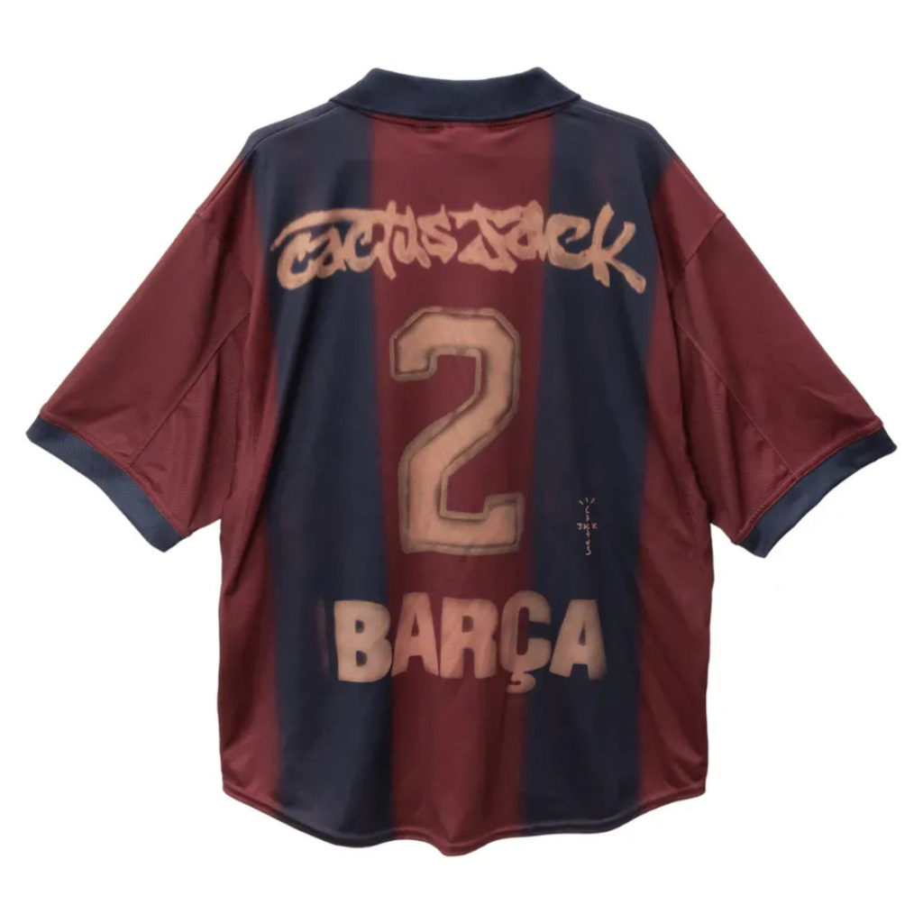Camisa Barcelona I Edição Especial Travis Scott 2000/2001 - Retrô Nike - Azul e Grená