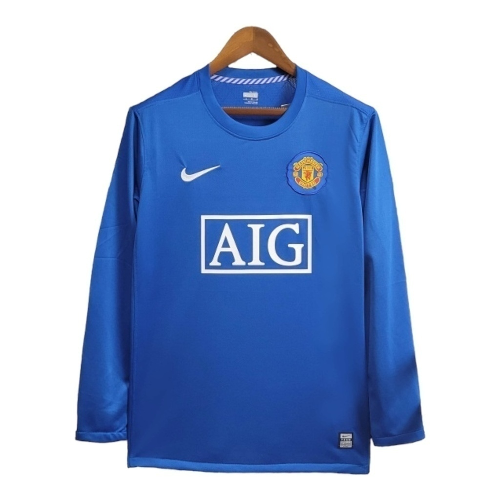 Camisa Manchester United II 2008/2009 Manga Longa - Retrô Adidas - Azul