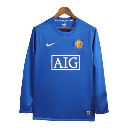Camisa Manchester United II 2008/2009 Manga Longa - Retrô Adidas - Azul