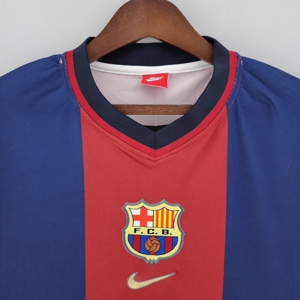 Camisa Barcelona I 1998/1999 - Retrô Nike - Azul e Grená