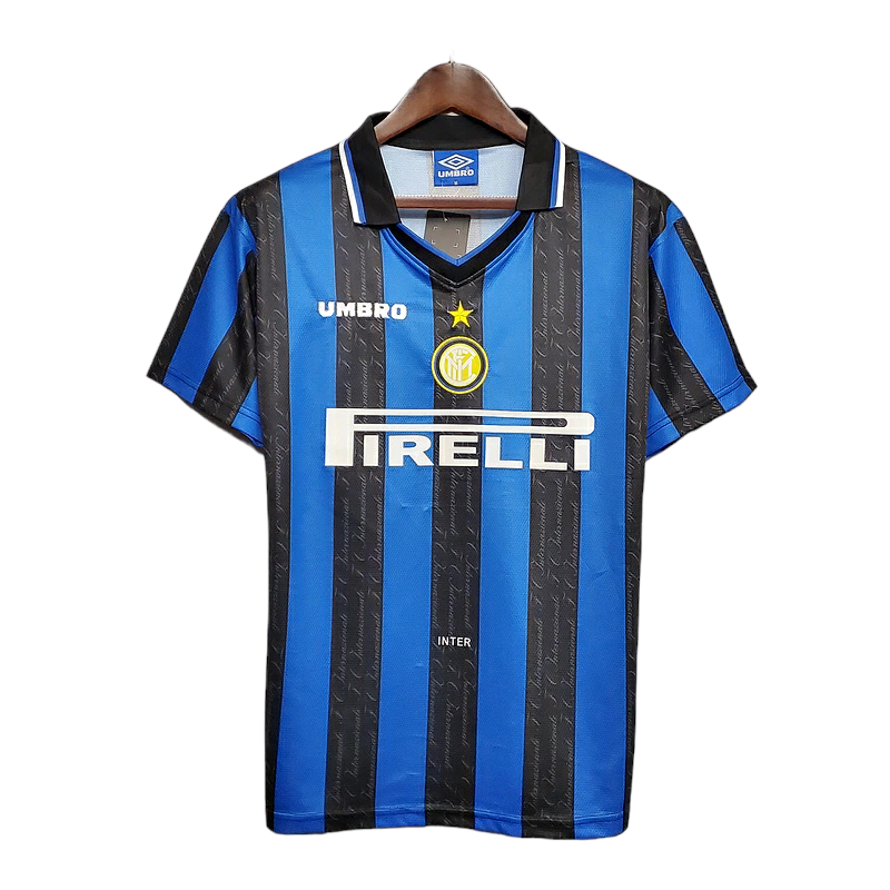 Camisa Inter de Milão 1997/1998 - Retrô Umbro - Azul e preta