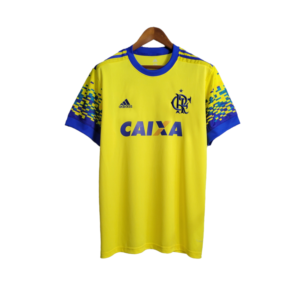 Camisa Flamengo II 2017 - Retrô Adidas - Amarela com detalhes em azul