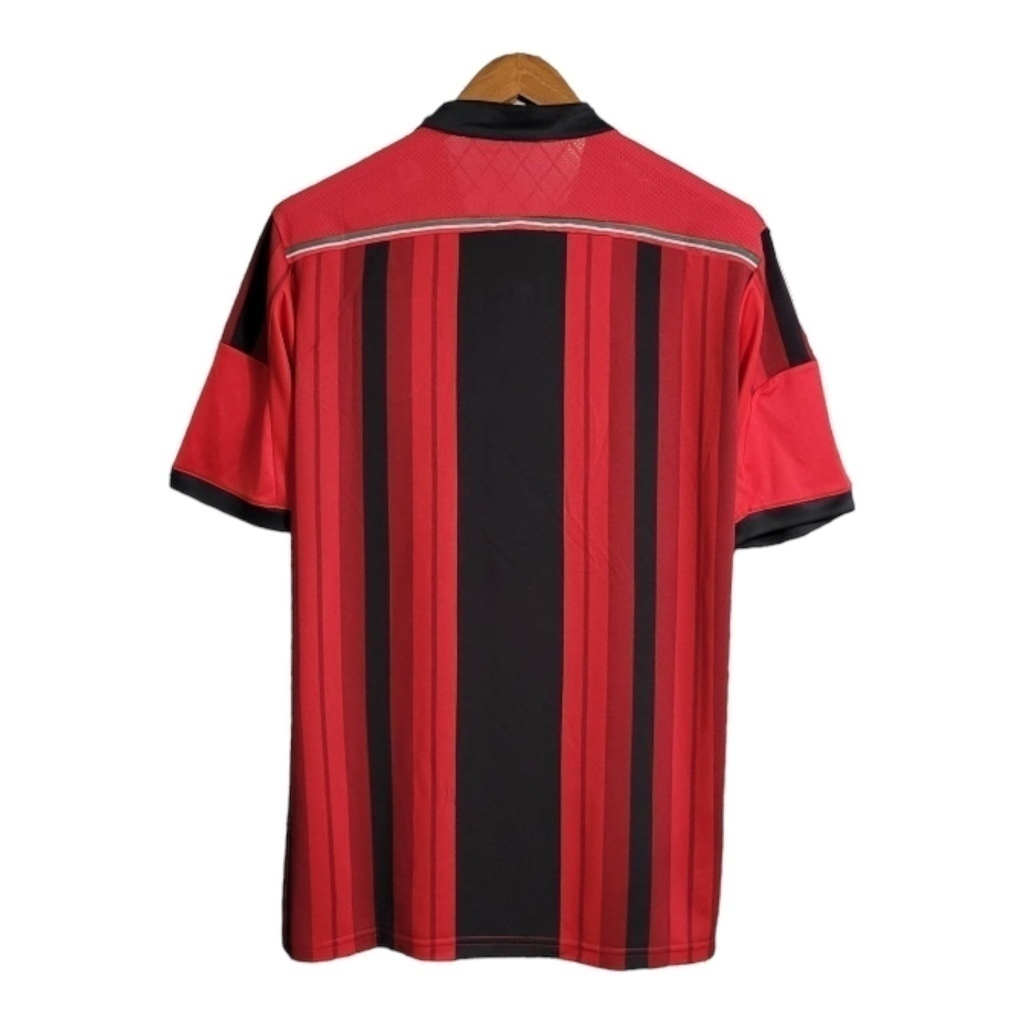 Camisa AC Milan I 2014/2015 - Retrô Adidas - Vermelha e preta com detalhes em branco