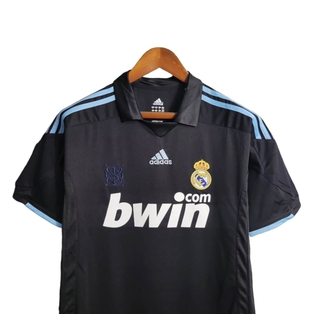 Camisa Real Madrid II 2009/2010 - Retrô Adidas - Preta com detalhes em azul