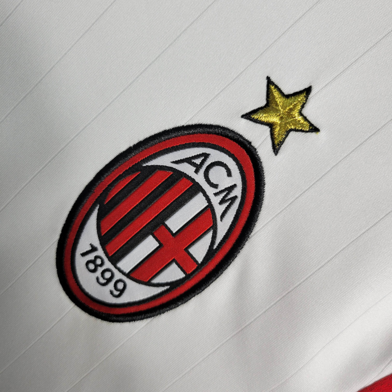 Camisa AC Milan 2006/2007 Manga Longa - Retrô Adidas - Branca com detalhes em preto e vermelho