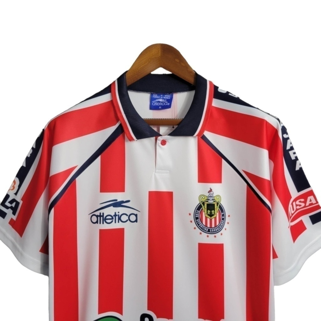 Camisa Chivas Guadalajara 2002/2003 - Retrô Atlética - Branca com detalhes em vermelho e azul