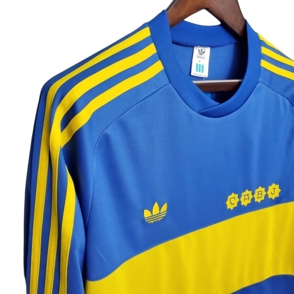 Camisa Boca Juniors I 1981 Manga Longa - Retrô Adidas - Azul com detalhes em amarelo