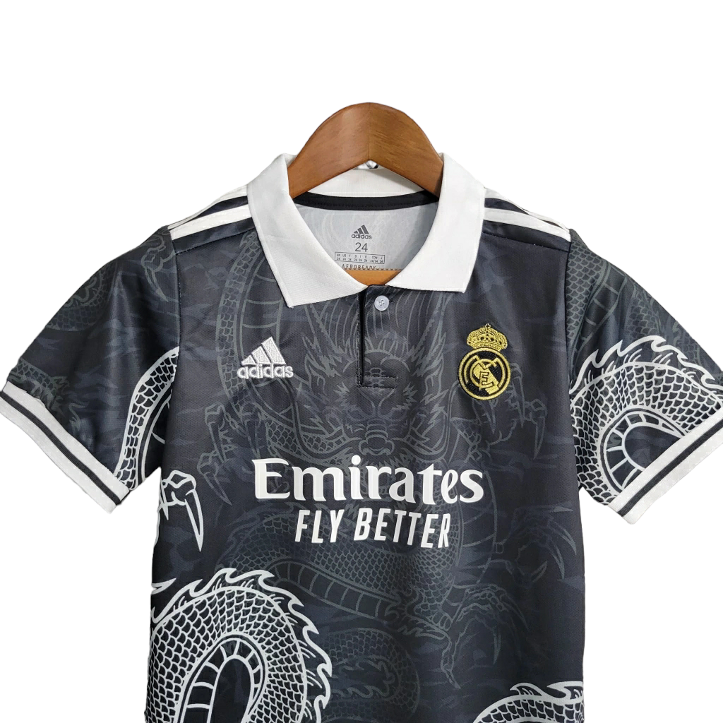 Conjunto Infantil Real Madrid II 2014/2015 - Retrô Adidas - Preto