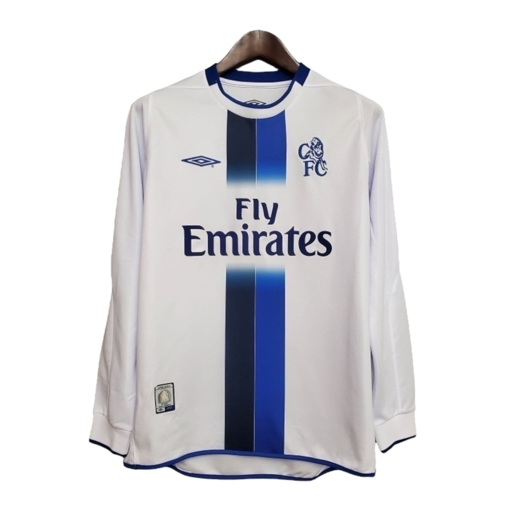 Camisa Chelsea II 2003/2005 Manga Longa - Retrô Umbro - Branca com detalhes em azul