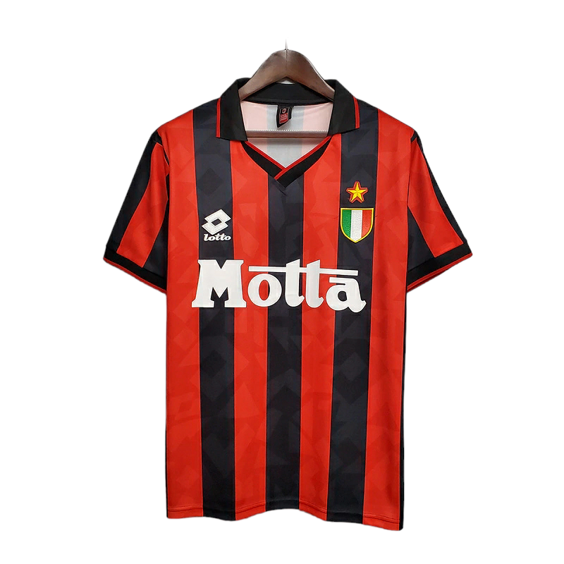 Camisa AC Milan I 1993/1994 - Retrô Lotto - Vermelha e preta